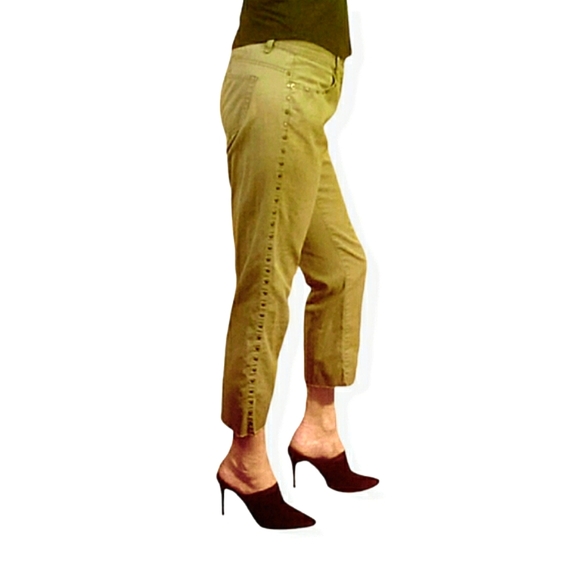 DKNY Studded Crop Khaki Pants - Size 5 - Picture 3 of 12